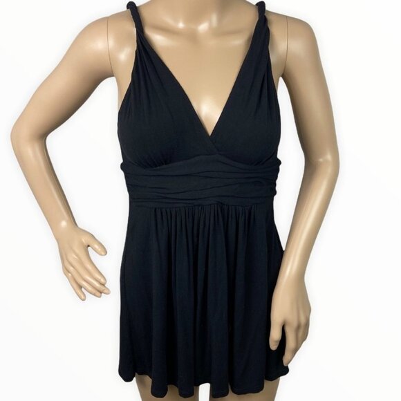 La Vie En Rose Y2K Babydoll Tunic Tank Black Nightgown Size Small Sleep Empire - Picture 1 of 8